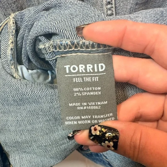 New Torrid Distressed Light Wash Denim Jacket - Picture 9 of 10